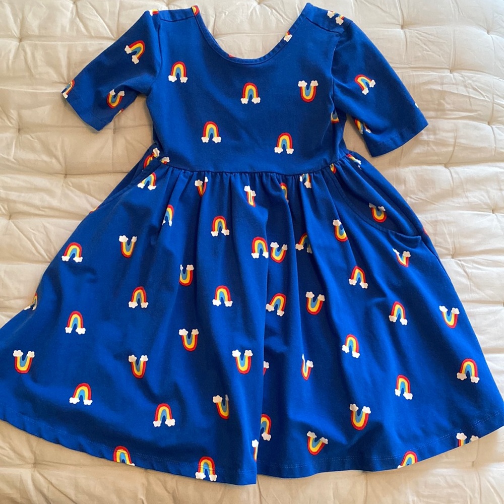 NWOT Hanna Andersson Blue Rainbow Dress Sz 6-7 120